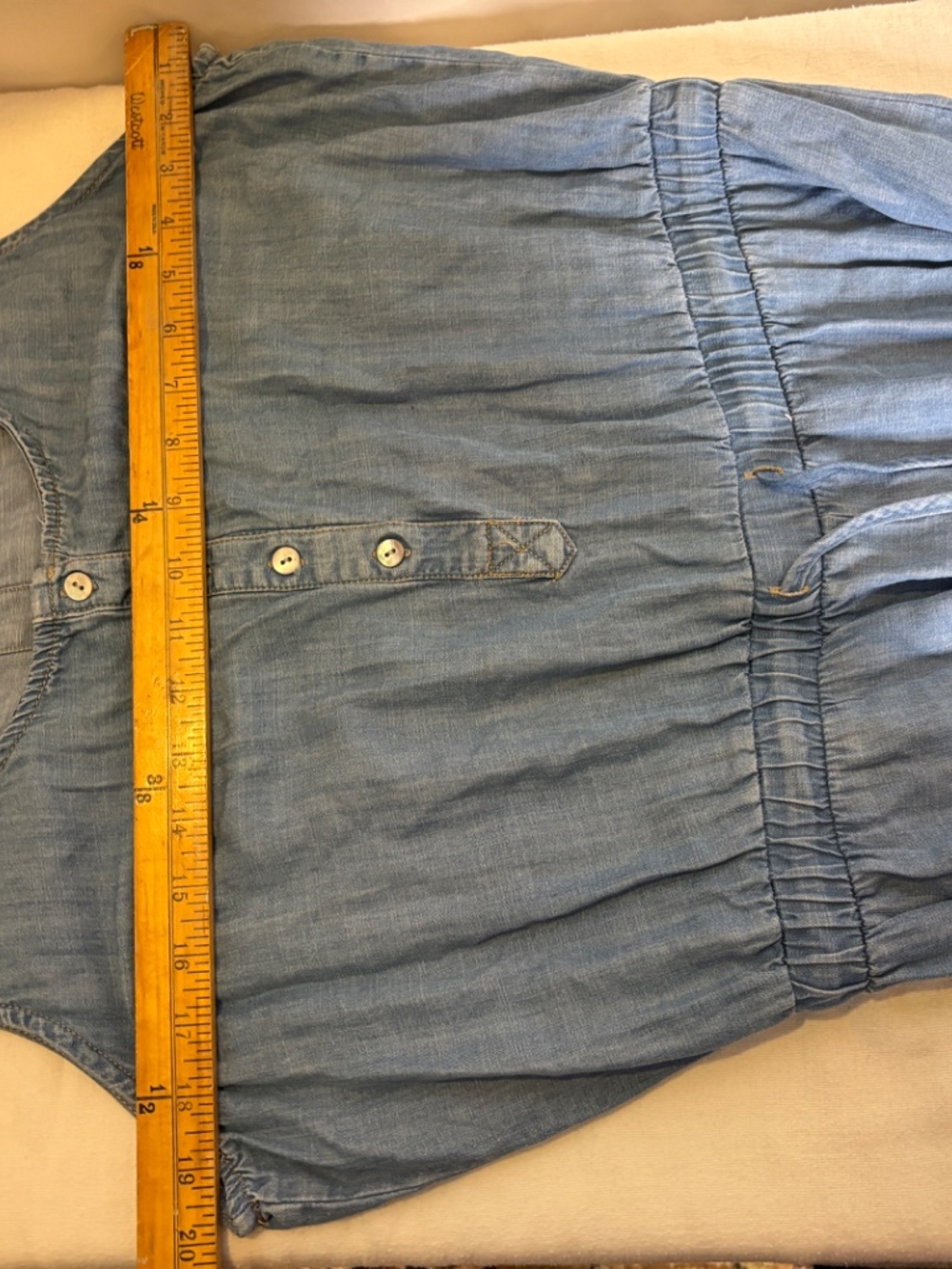 Knox Rose Chambray Denim Jumpsuit Button Front Tie Waist Sleeveless Women's Sz L - Picture 5 of 6